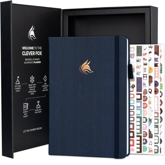 Clever Fox Undated Daily Weekly Planners & Appointment Book, 5.8" x 8.3", Navy Blue, 120 Pages