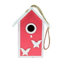 Clever Garden Hanging Birdhouse, Decorative Outdoor Bird Feeder for Hummingbirds and Wild Birds, Red Butterfly