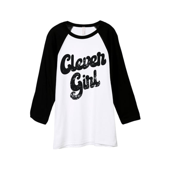Clever Girl Unisex 3/4 Sleeves Baseball Raglan T-Shirt Tee White Black X-Small