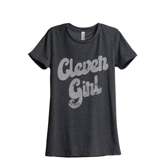 Clever Girl Women's Fashion Relaxed T-Shirt Tee Charcoal Grey Small