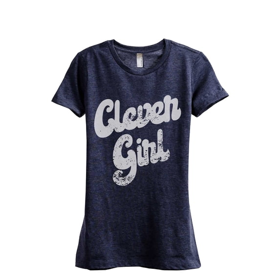 Clever Girl Women's Fashion Relaxed T-Shirt Tee Heather Navy X-Large