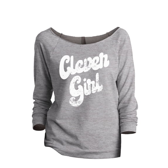 Clever Girl Women's Fashion Slouchy 3/4 Sleeves Raglan Sweatshirt Sport Grey Small
