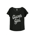 thumbnail image 1 of Clever Girl Women's Fashion Slouchy Dolman T-Shirt Tee Heather Black Small, 1 of 4