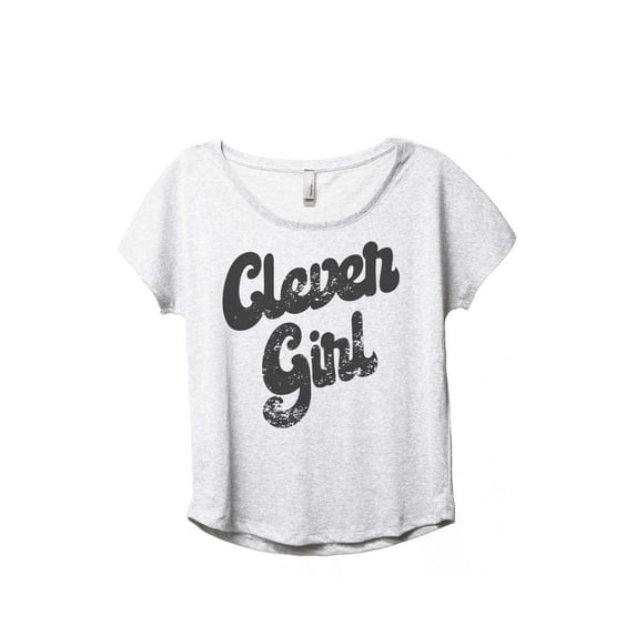 Clever Girl Women's Fashion Slouchy Dolman T-Shirt Tee Heather White Large