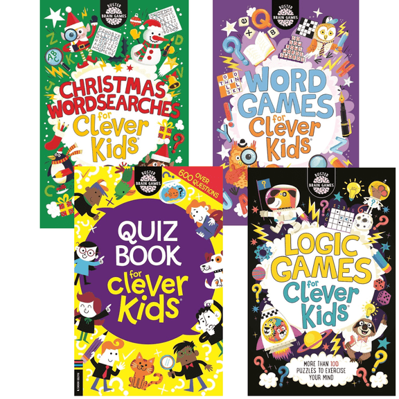 Clever Kids Games: Word Games for Clever Kids; Quiz Book; Christmas Wordsearches; Logic Games for Clever Kids by Dr. Gareth Moore (Paperback Collection)