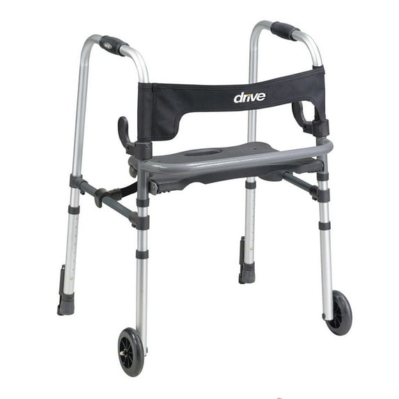Clever-Lite LS Aluminum 29.5 to 39" H Dual Trigger Release Folding Walker with Wheels and Seat up to 300 lbs