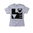 thumbnail image 1 of Clever Love Word Shape Mashup Girl's Cotton Youth Grey T-Shirt, 1 of 2