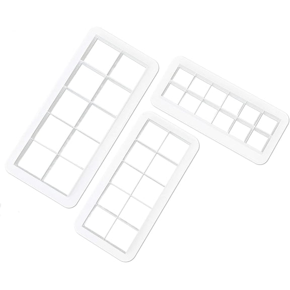 Clever Monster Square Cookie Cutter Set, Geometric Multicutter Square Cake Fondant Cutter, 3 Size Square Biscuit Cutters Cake Decorating (White).