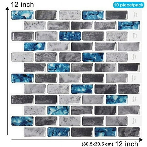 clevermosaics 12" x 12" Peel and Stick Vinyl Backsplash Tiles for Kitchen and Bathroom, 10 Sheets
