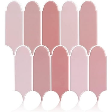 Clever Mosaics Peel and Stick Backsplash Pink Tile Premium Vinyl Feather Tile 12"x 12" (10 tiles)