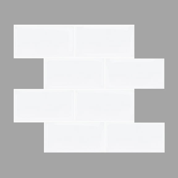 Clever Mosaics Peel and Stick White Vinyl Subway Tile Backsplash (6 tiles/set)