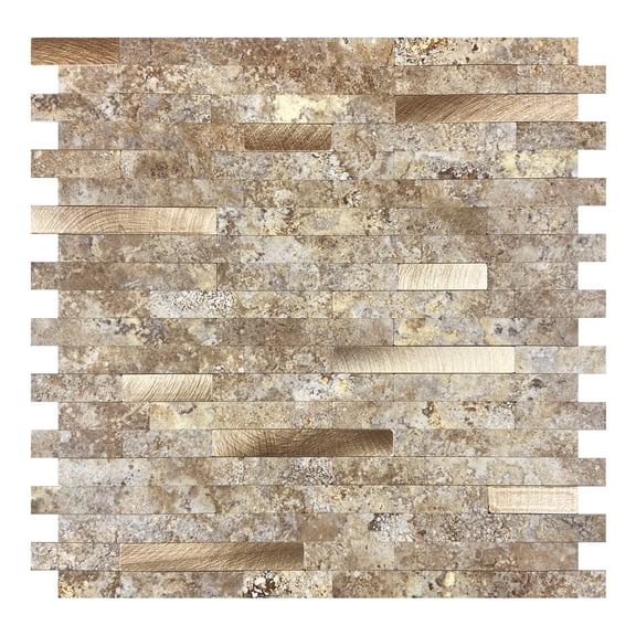 Clever Mosaics Self-Adhesive Metal and Marble Honeycomb Peel and Stick Tiles for Kitchen -10sheet
