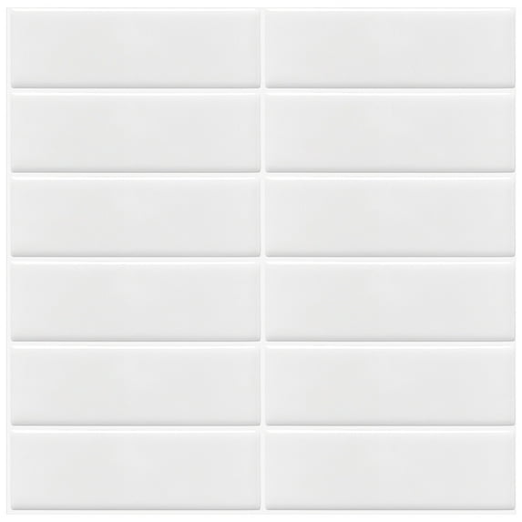 Clever Mosaics Self Adhesive Vinyl Tile Premium White Finger Tile Backsplash for Kitchen Bathroom (10 tiles)