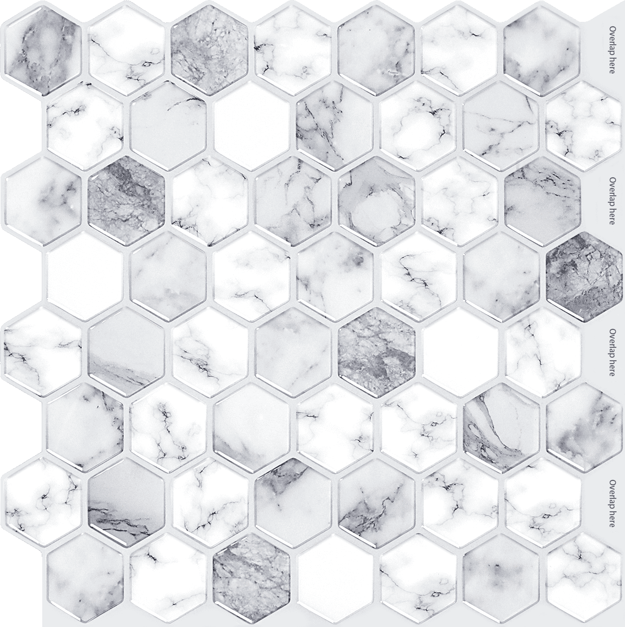 Clever Mosaics Selfadhesive Vinyl Backsplash Carrara Marble Hexagon