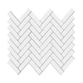 thumbnail image 1 of "clevermosaics White Herringbone Marble Mosaic Adhesive Backsplash Tiles, 12"" x 12"", Set of 10", 1 of 8