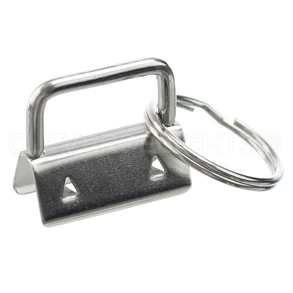 CleverDelights 1" Key Fob Hardware Sets - Silver Color - 100 Pack