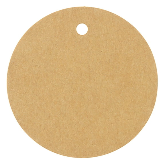 CleverDelights 2" Kraft Gift Tags - 100 Pack - Round Circle Brown Paper Hang Tag
