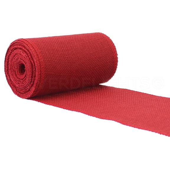 CleverDelights 6" Red Burlap Roll - Finished Edges - 10 Yards - Jute Burlap Fabric