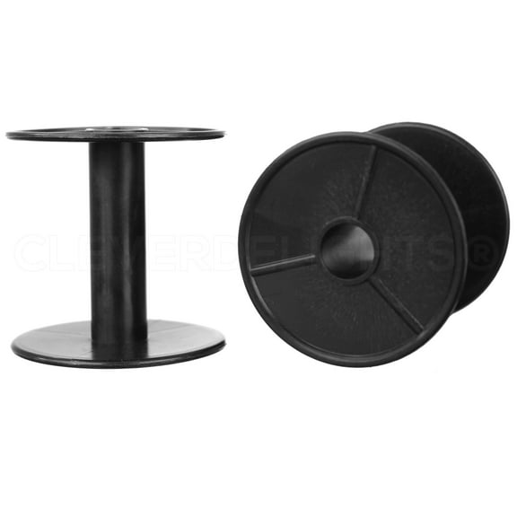 CleverDelights Plastic Spools - 2 3/8" x 2 3/8" - Black - 10 Pack