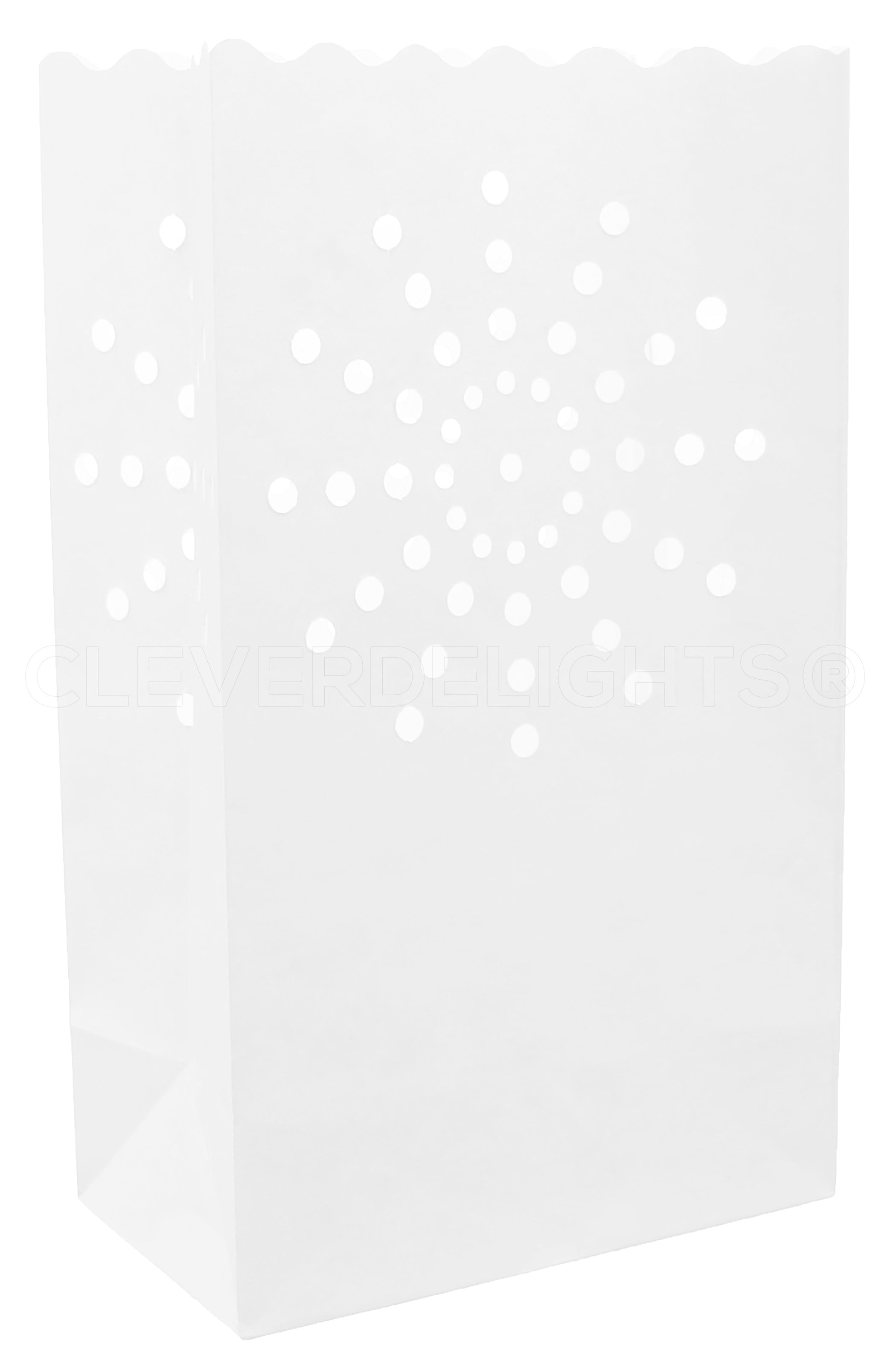 CleverDelights White Luminary Bags - 50 Pack - Sunburst Design - Wedding Christmas Luminaria
