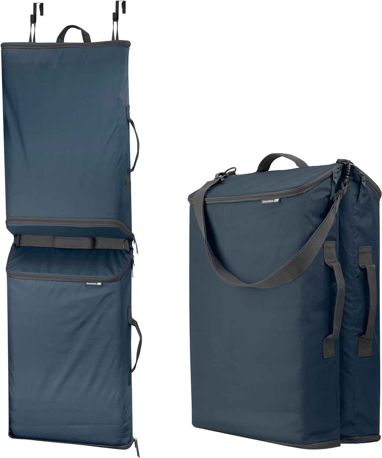CleverMade Convertible Laundry Hamper - 2 Compartment - Ocean/Dark Charcoal
