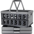 thumbnail image 1 of CleverMade Eco Collapsible Shopping Basket with Handles, 24L Stone, 3 Pack, 1 of 9