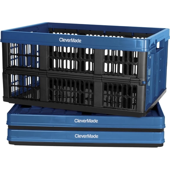 CleverMade Collapsible Utility Crate (Recycled) - 45L - Ocean (3PK)