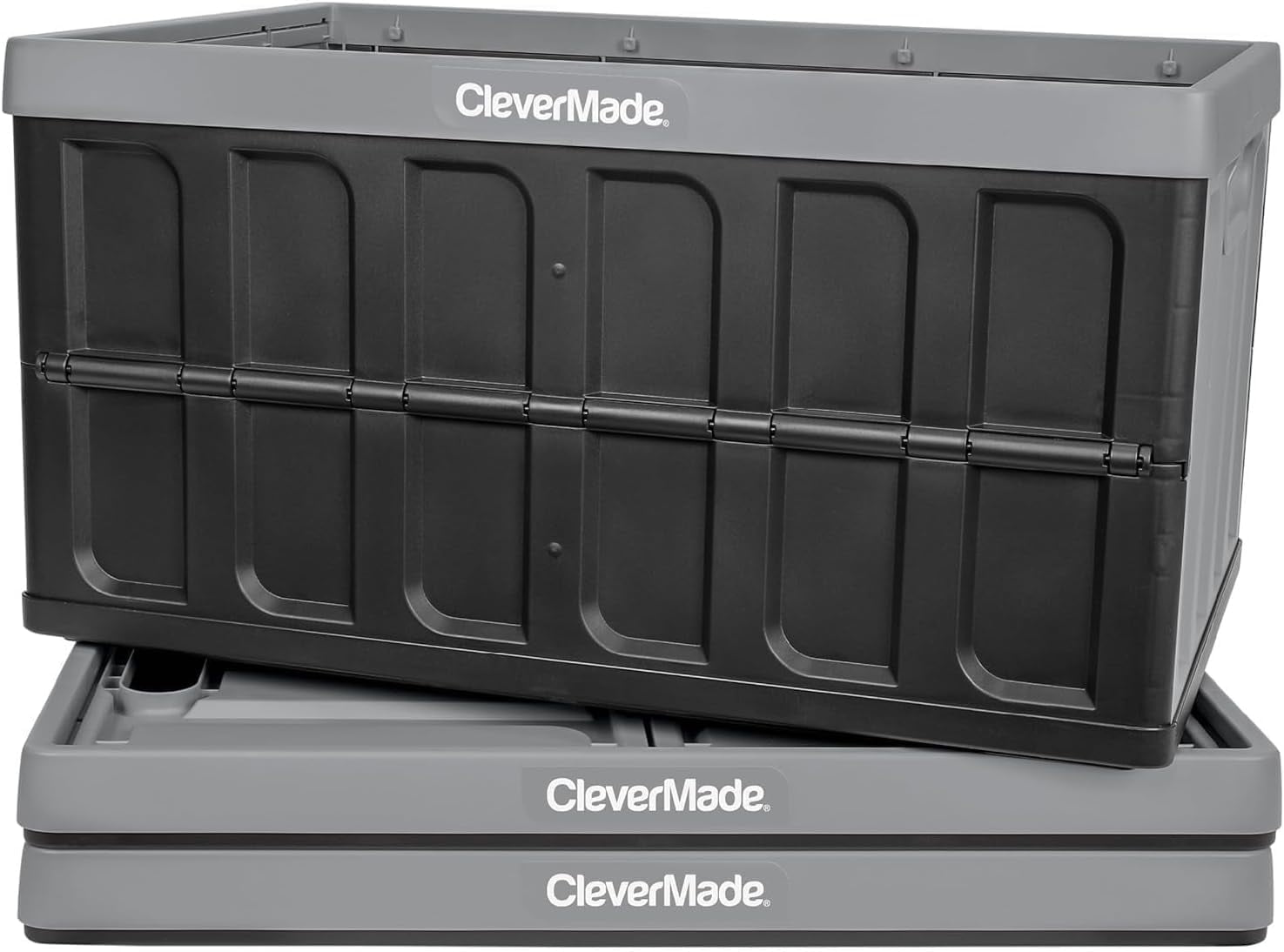 CleverMade 3 Pack Stackable Collapsible Storage Bin, No Lid - 12 Gal Stone
