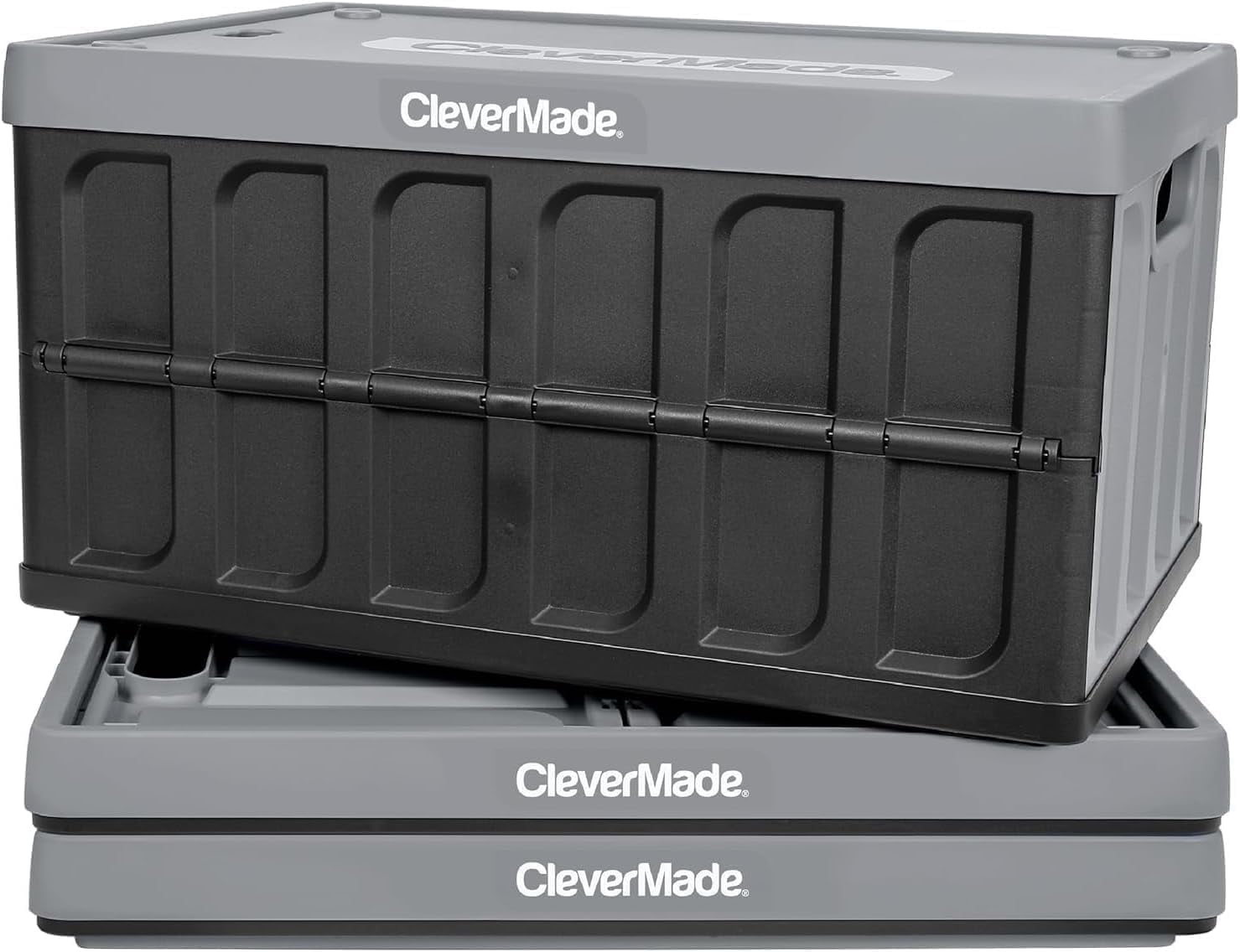 CleverMade, Stackable Collapsible Storage Bin, 16 Gal, with Lids