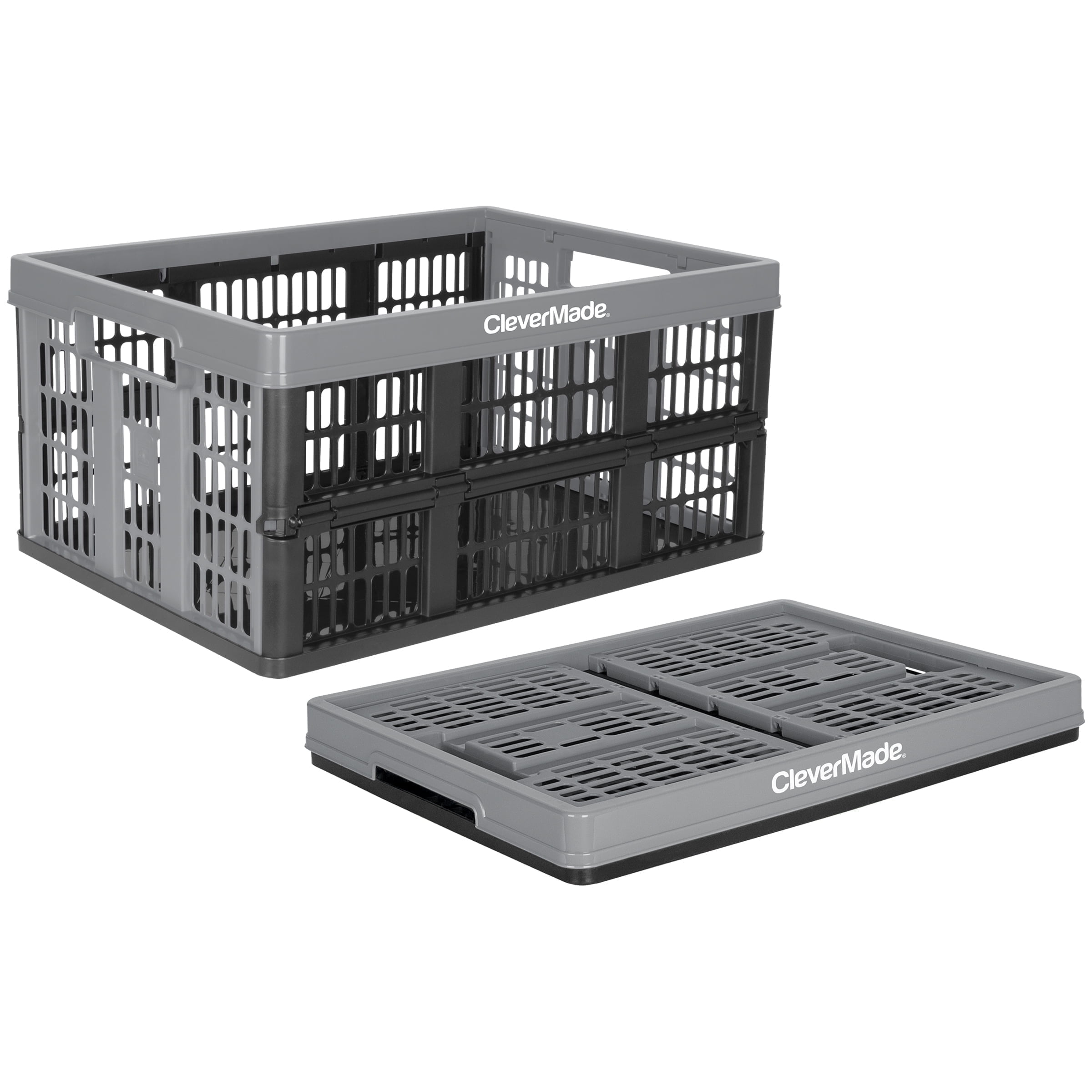 CleverMade Collapsible Utility Crate, 32L (8 Gal), Stone, 1PK