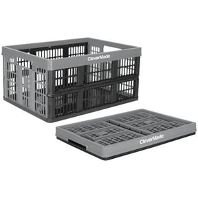 CleverMade Collapsible Utility Crate, 32L (8 Gal), Stone, 1PK