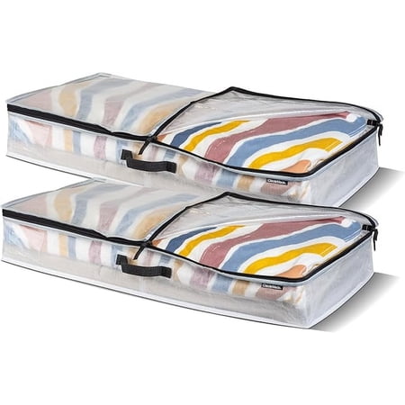 CleverMade 46L Collapsible Storage Duffel, Transparent (2PK)