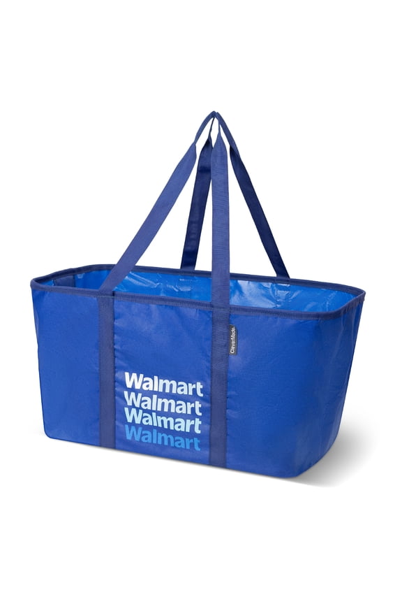 50L Collapsible Utility Tote Bag, Reusable Grocery Bag & Storage Organizer, Blue