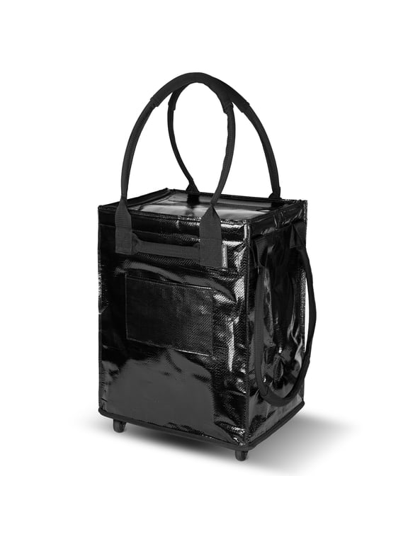62L Collapsible Rolling Tote Cart, Black