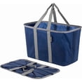thumbnail image 1 of CleverMade Adult Collapsible Fabric Reusable Eco Bag Tote, Blue/Grey, 1pk, 1 of 7