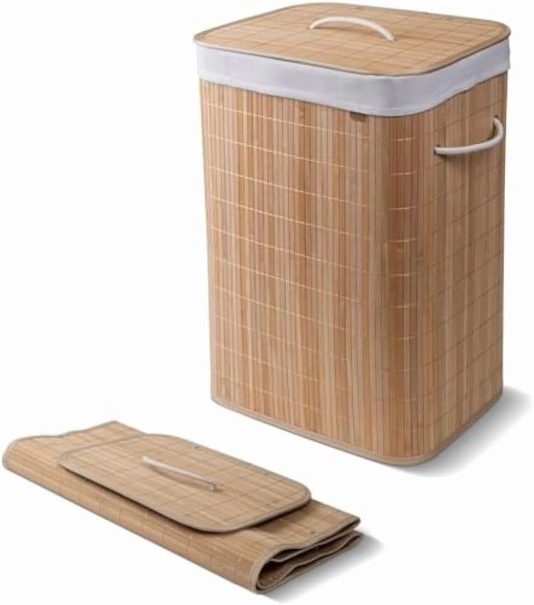 CleverMade Single Bamboo Laundry Hamper with Lid 72L Clothes Bin