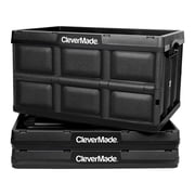 CleverMade CleverCrate Stackable 46L Collapsible Storage Bins, Black (3-Pack)