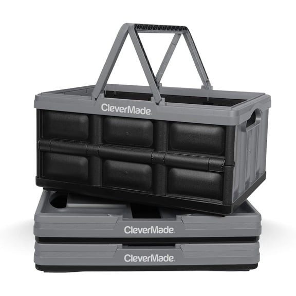 CleverMade Collapsible Basket (100% Recycled) - 32L - Stone (3PK)