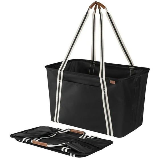 CleverMade Collapsible CarryAll Tote, Black (Pack of 2)