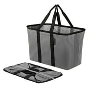 Foldable Reusable Shopping Bag, 30L Collapsible EcoBasket Tote, Shadow Gray/Midnight Black