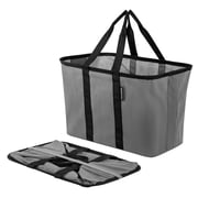 CleverMade Foldable Reusable Shopping Bag, 30L Collapsible EcoBasket Tote, Shadow Gray/Midnight Black