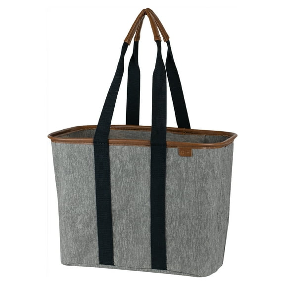 CleverMade Collapsible Canvas Tote Bag, Heather Grey