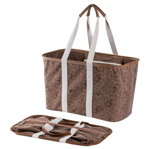 CleverMade Collapsible Canvas Tote Bag, 8 Gal, Pretty in Peony