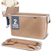 CleverMade Collapsible Laundry Baskets 2PK - 60L 16 Gal Mocha