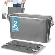 Collapsible Laundry Tote Foldable Carry Basket 2 Pack, Charcoal Gray