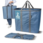 CleverMade Collapsible Laundry Caddy Tote Hamper 2 Pack 64L, Denim Gray