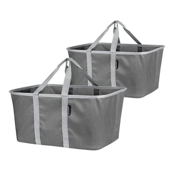 CleverMade Collapsible Laundry Tote 2PK - 50L (13 Gal) Charcoal/Gray
