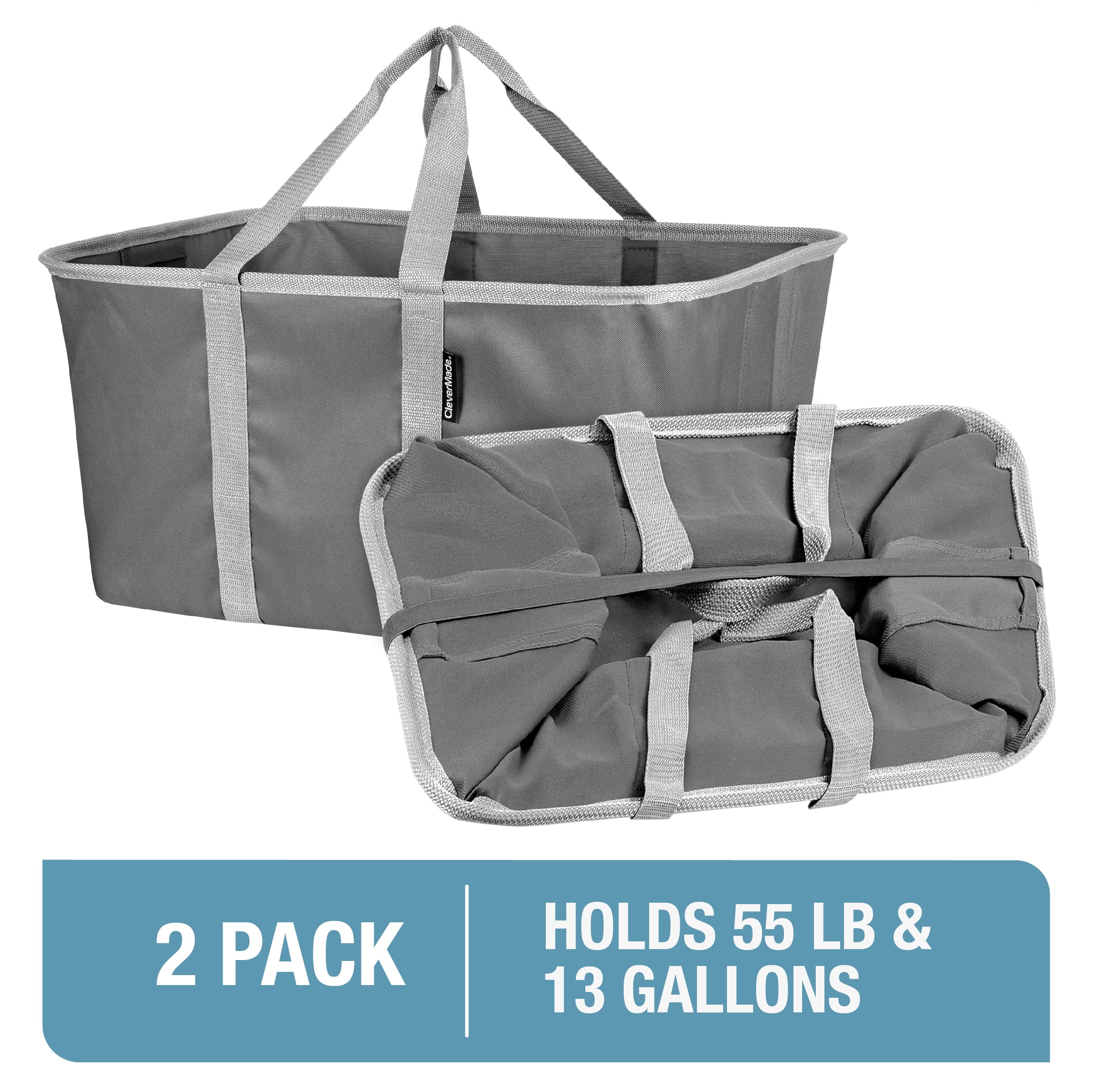 CleverMade SnapBasket Large 50L Collapsible Laundry Plastic Bag