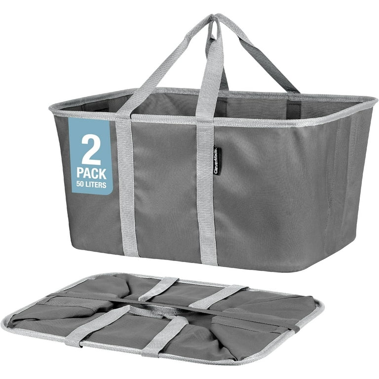 CleverMade Collapsible Laundry Tote 2PK 50L 13 Gal Charcoal Gray