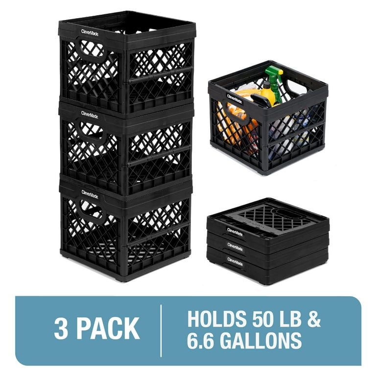 https://i5.walmartimages.com/seo/CleverMade-Collapsible-Milk-Crate-Stackable-Storage-Bin-6-Gal-Black-3-Pack_342c96e1-36ef-4aff-b934-7d3a70a61e8f.f0acb49f44d45717e1a6875b44efae18.jpeg?odnHeight=768&odnWidth=768&odnBg=FFFFFF